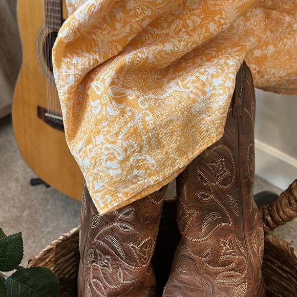 French Connection Orange Floral Square Neck Mini Dress Size 10 Ruffle Strap - Picture 16 of 16